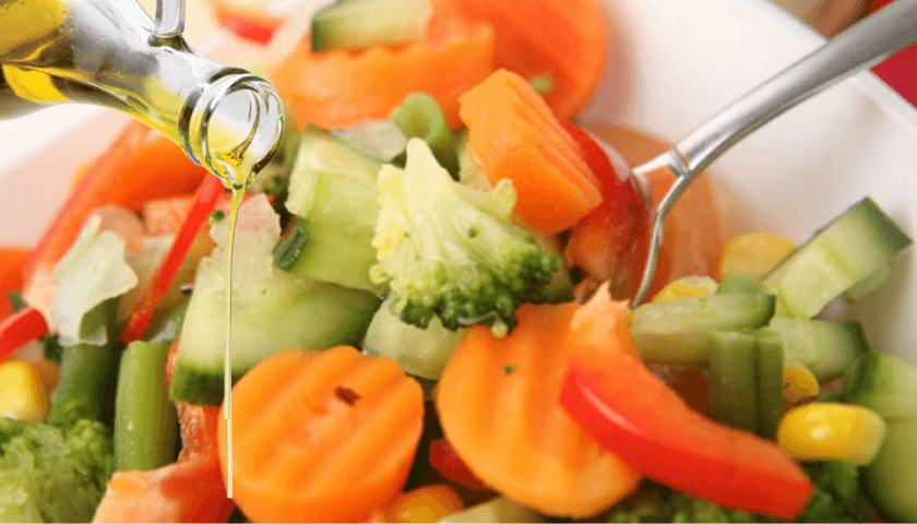 salada de legumes e azeite